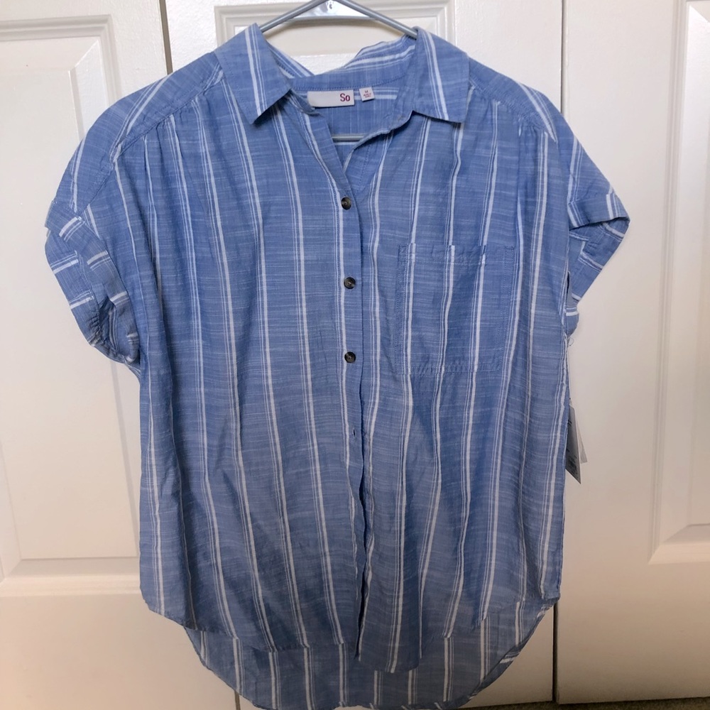 Women’s So Short-Sleeve Button Up Cotton (M)
